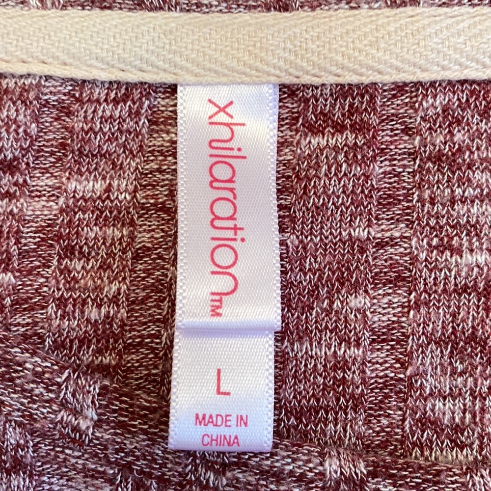 Xhilaration Maroon Cream SZ L Lace Appliqués Fairycore Boho Cottagecore Top - Picture 9 of 10